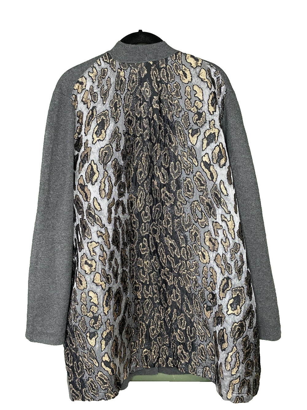 Chicos Cardigan Womens Size 3 US XL Gray Mixed Media Open Front Sweater Pockets